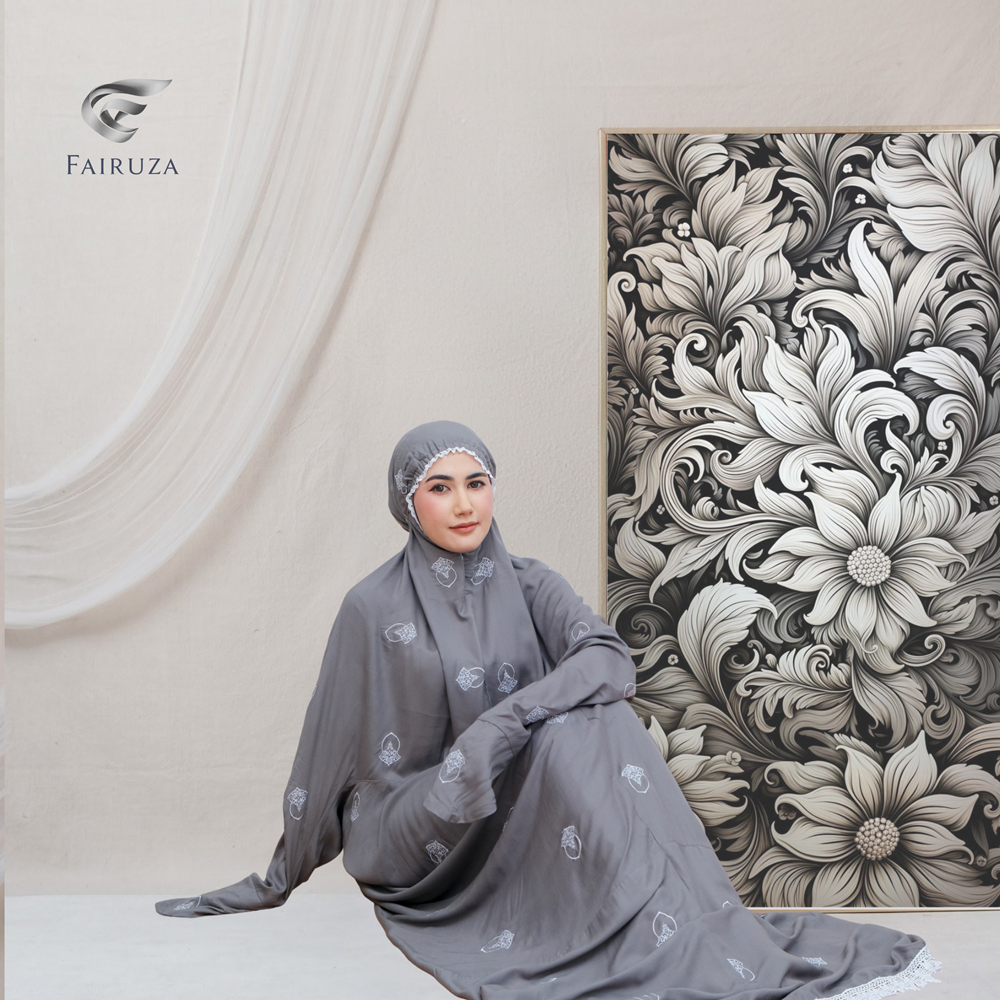 FAIRUZA - Mukena Terusan Dewasa Bordir Terompah Mukena  Katun Rayon