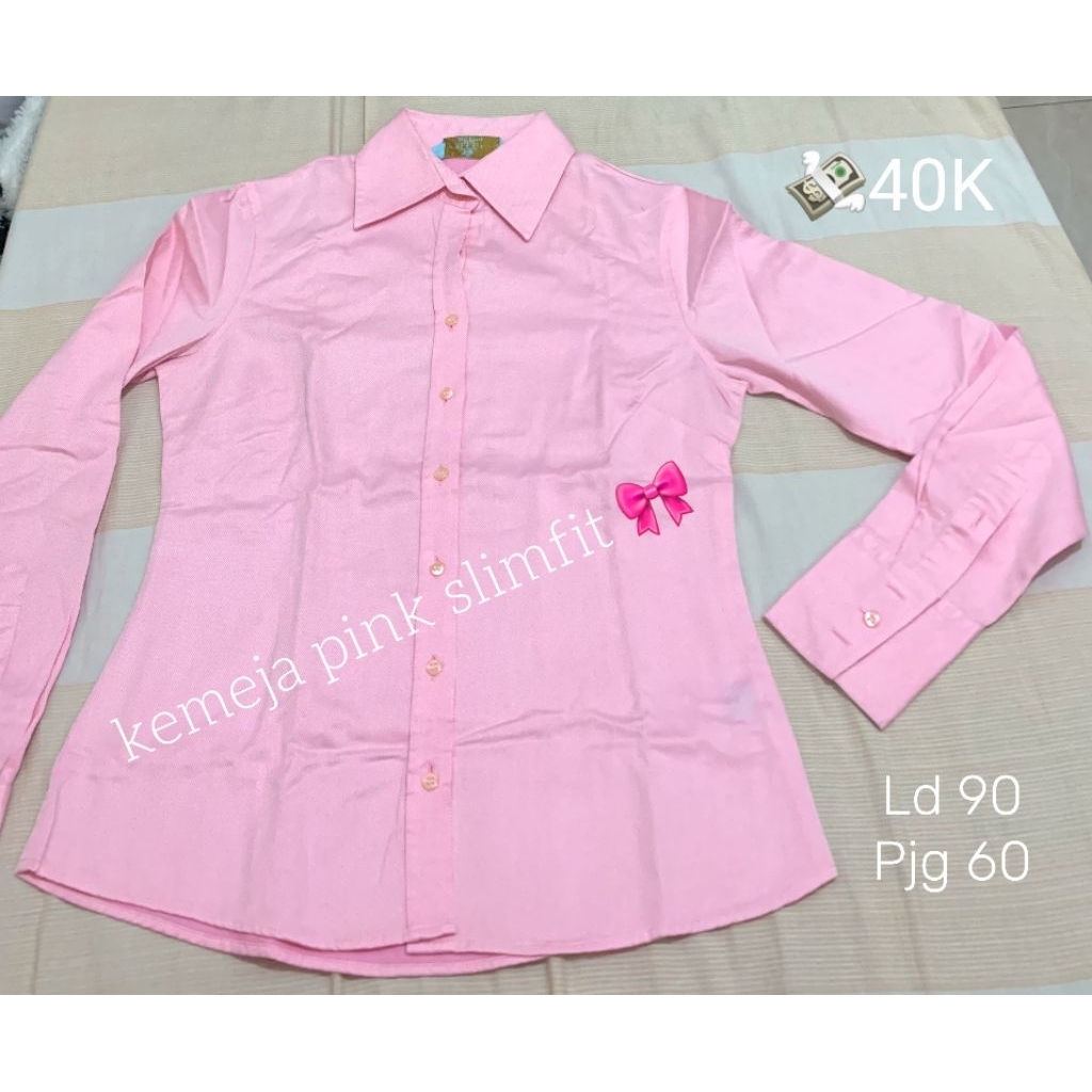 Preloved kemeja pink slimfit