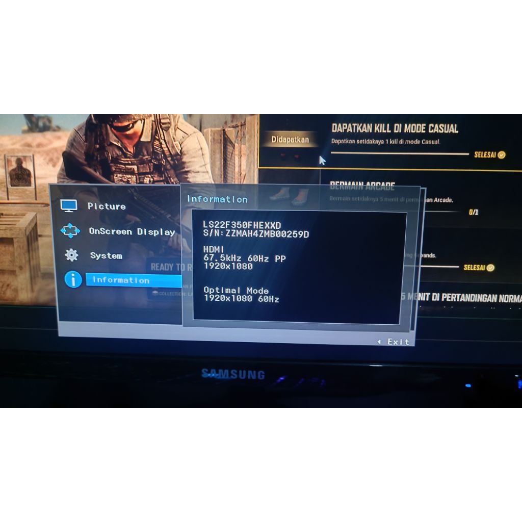 (BEKAS) monitor Samsung 22inch