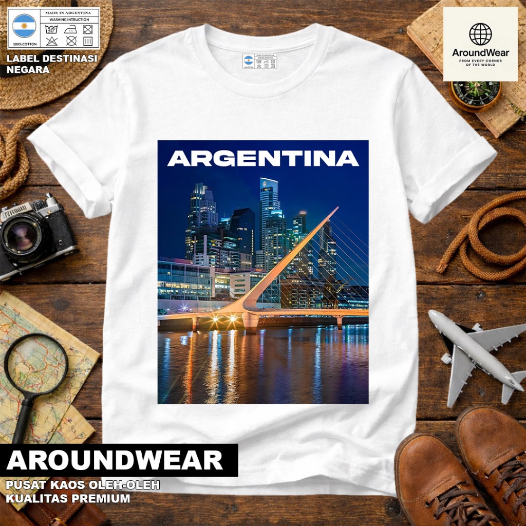 BAJU KAOS OLEH OLEH ARGENTINA 33, PAKAI TAG NEGARA ASAL ARGENTINA BAHAN SOUVENIR PREMIUM GIFT