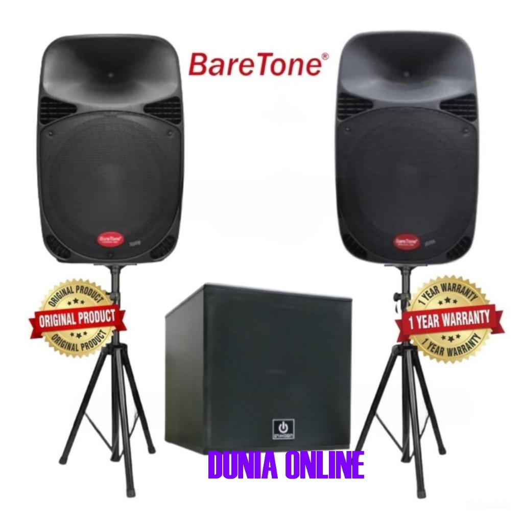 Paket speaker Aktif Pasif baretone 15 inch plus stand +subwoofer crimson cr1255A