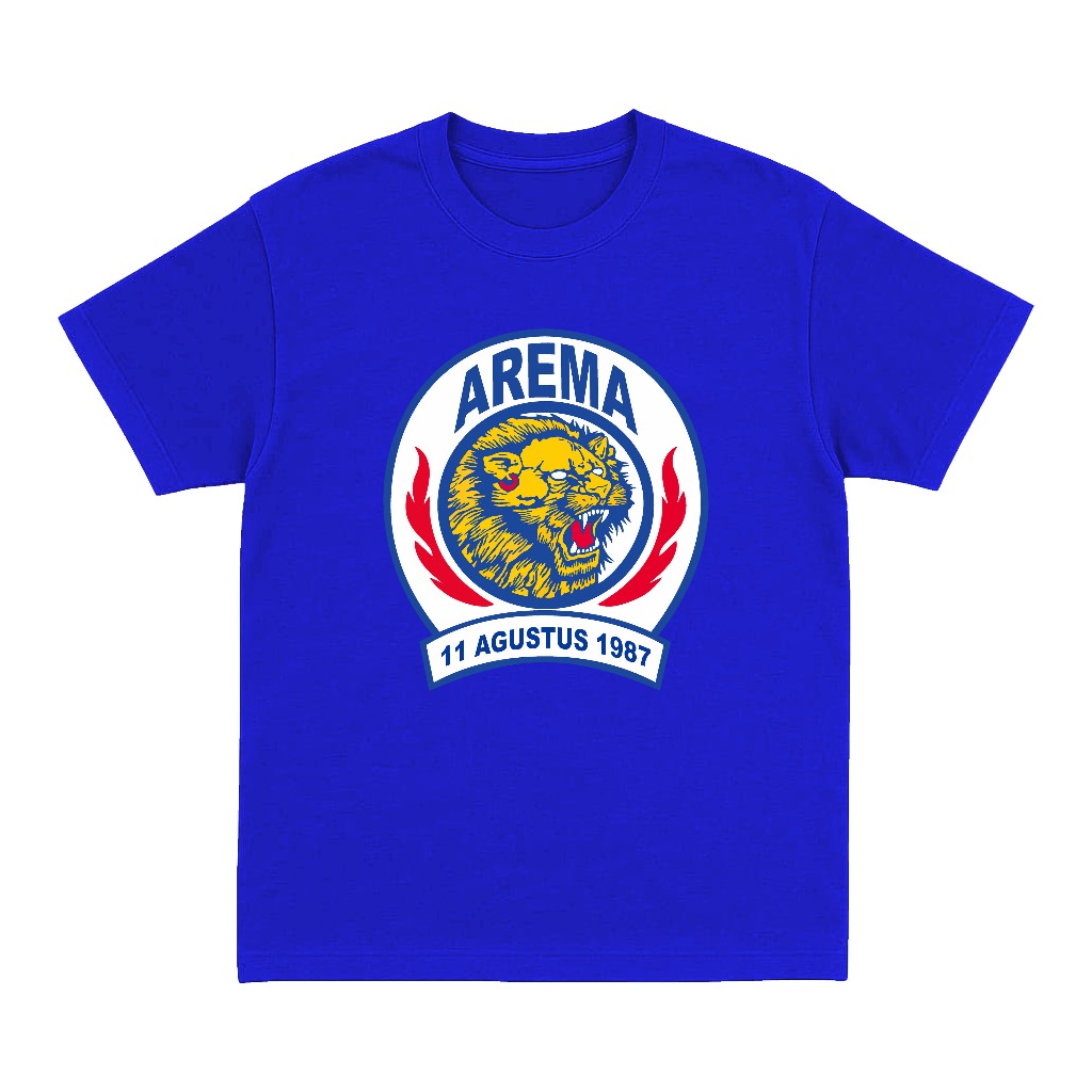 Kaos Dewasa Arema Logo 11 Agustus 1987 Katun Biru Hitam M-XXL