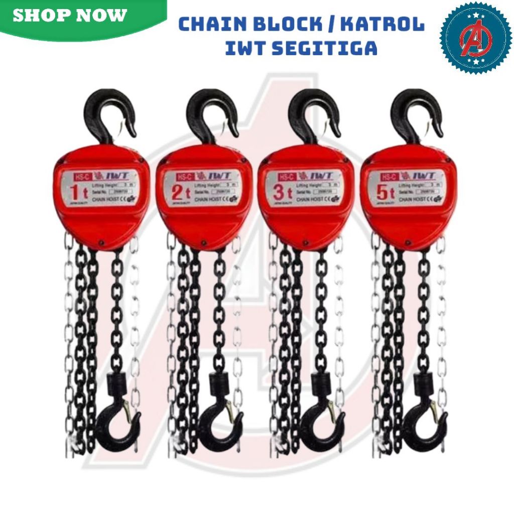IWT Katrol Chain Block 2 Ton 5 10 15 20 Meter IWT Manual IWT SEGITIGA / Hoist Katrol Takel Kerekan 2
