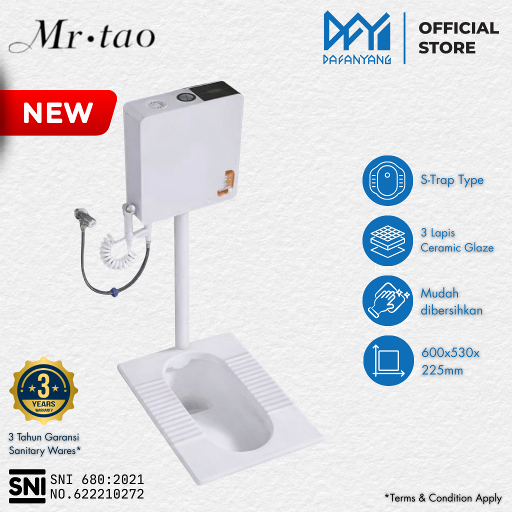 DAFANYANG - Mr Tao Closet Jongkok 546S SNI - Free Packing Kayu | Kloset Jongkok Bercorong Keramik WC