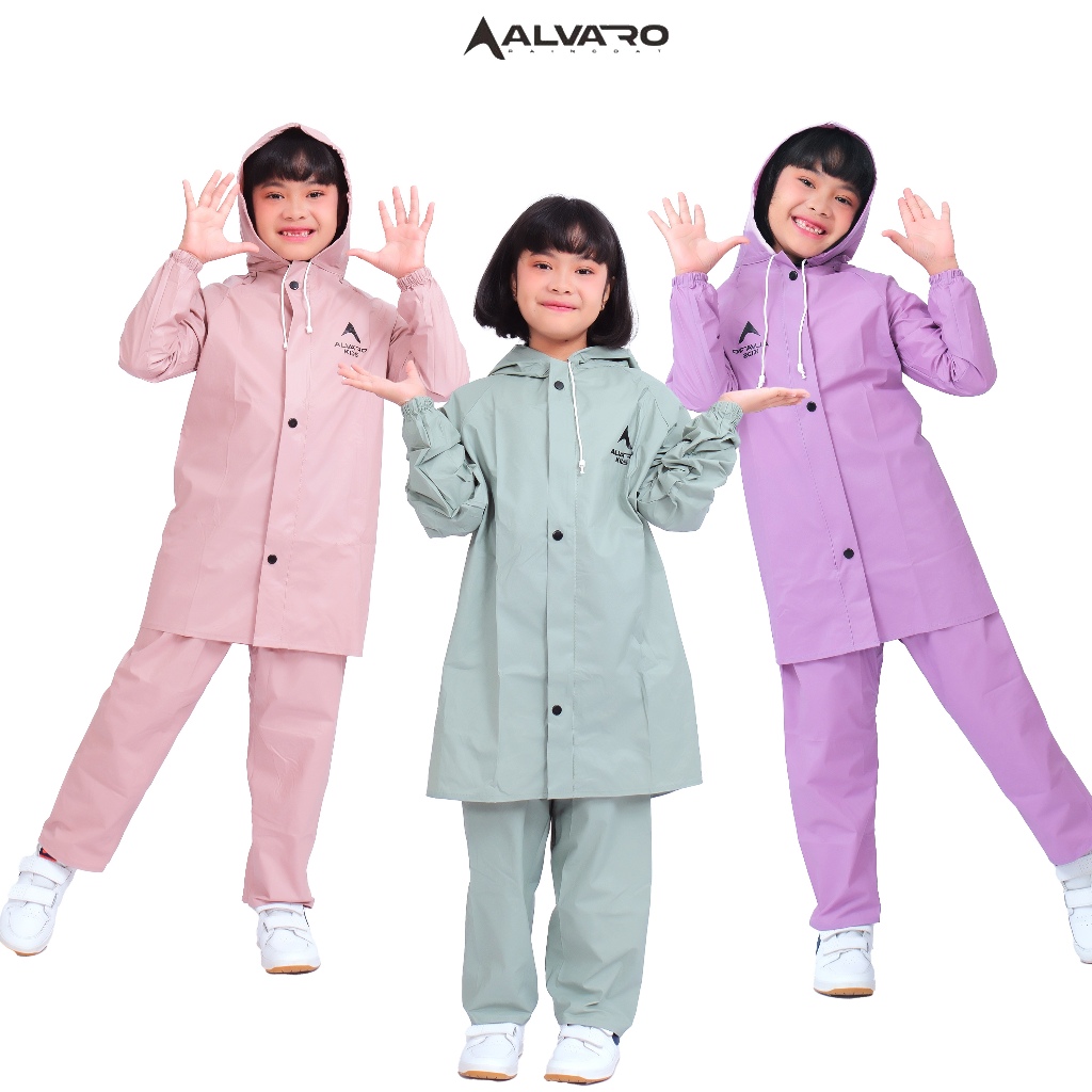 ALVARO-Jas Hujan Anak Laki laki Perempuan Mantel jas hujan Setelan Anak Tebal Elastis by Alvaro Rain