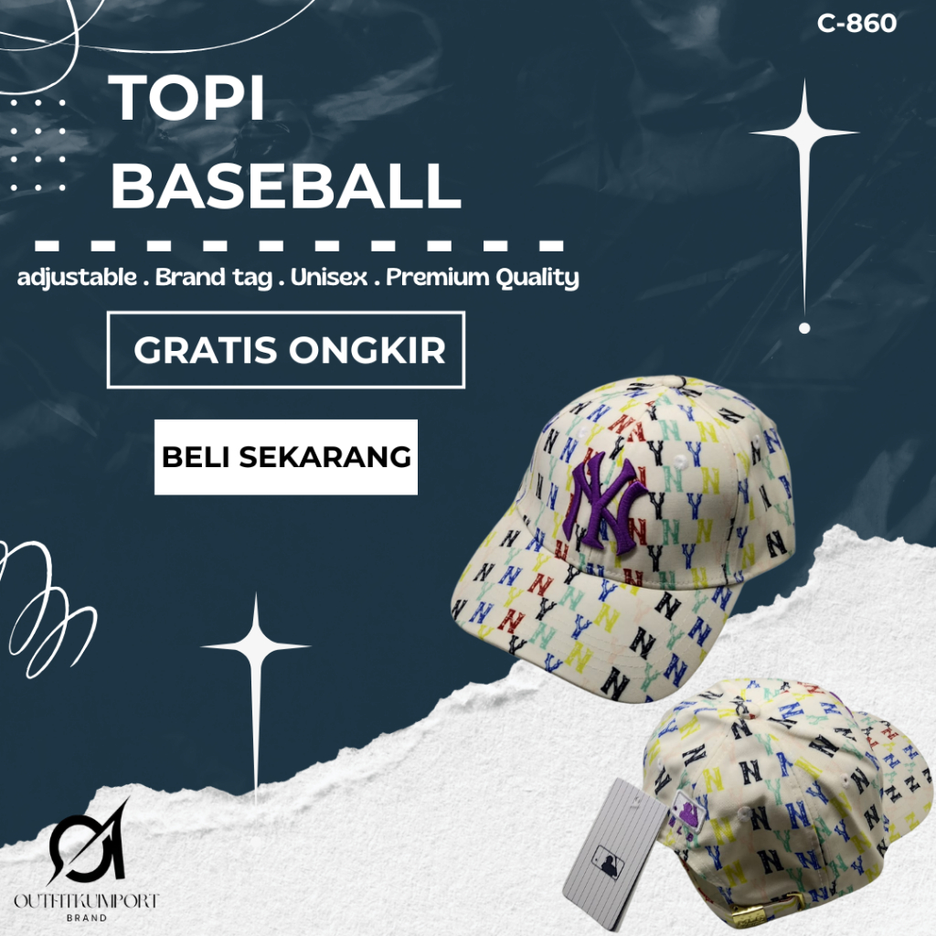 C-860 Topi Baseball NY MLB Rainbow Cap White