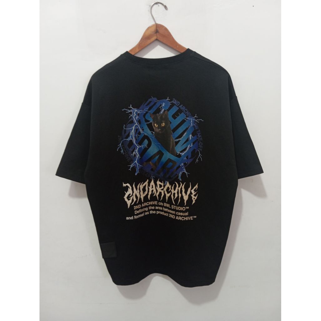 kaos tshirt oversize free size 2nd Archive black cat