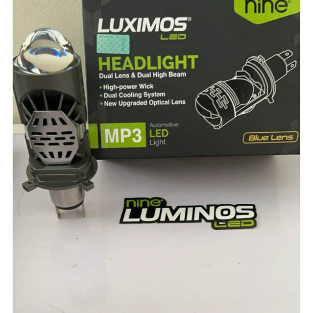 NINE LUXINOSLED LAMPU UTAMA MOTOR MOBIL MINI PROJECTOR BILLED MINI PROJECTOR MP3 H4  50 WATT DUA WAR