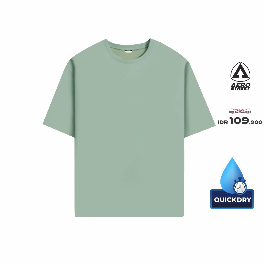 Aerostreet Blaze Kaos Unisex Boxy Quick Dry Sage Green T-shirt Pria Wanita Casual Cotton Premium Bas