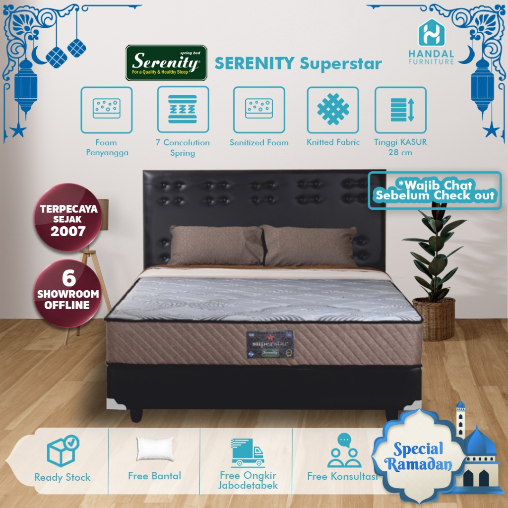 Kasur Springbed Elite Serenity Superstar Medium Padat Kos-Kosan 28cm Original