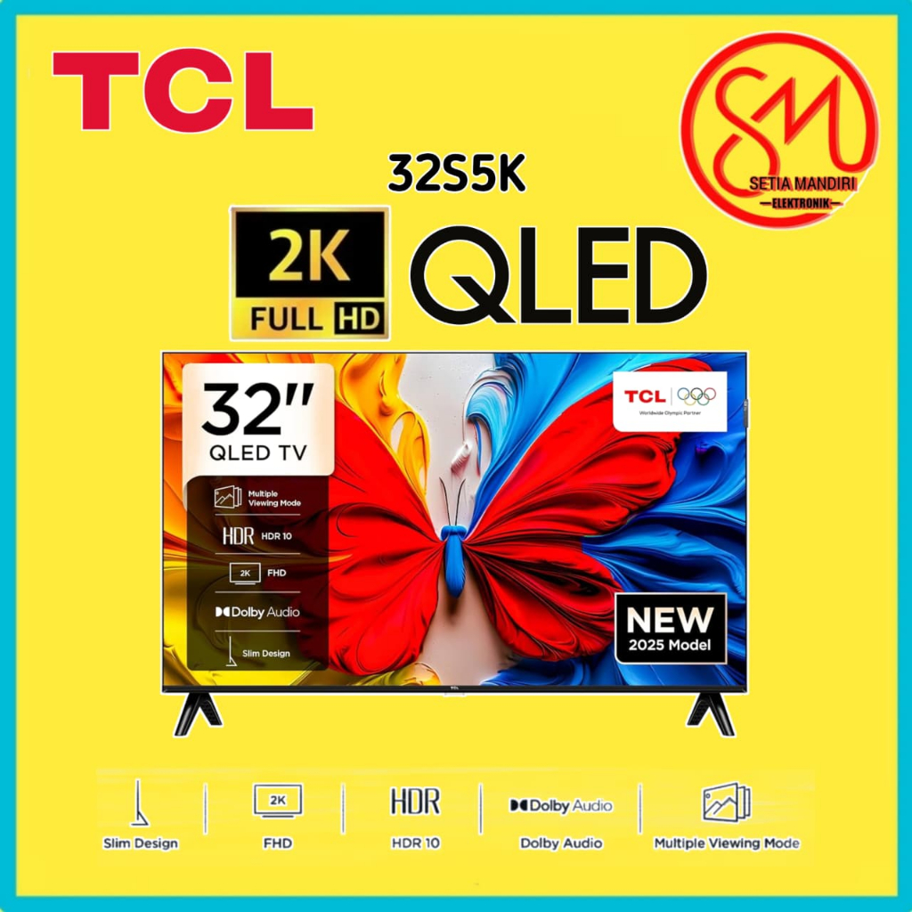 [Kargo] TCL Smart Google QLED TV 32S4K 32S5K HD ready dan Full HD Dolby Digital HDR 10 Slim Design