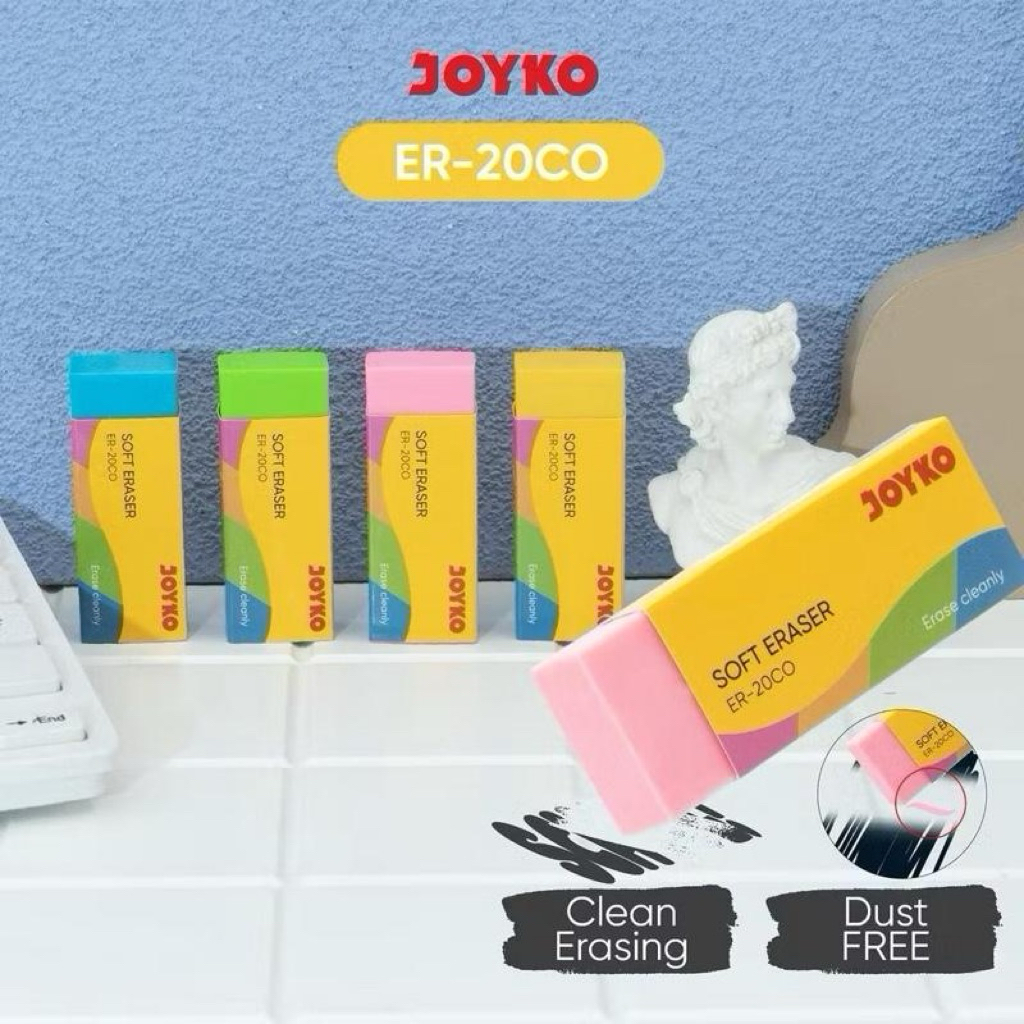 ( 10 BIJI ) NEW Penghapus Eraser JOYKO Warna Warni BESAR ER-20CO Penghapus Besar Soft Eraser