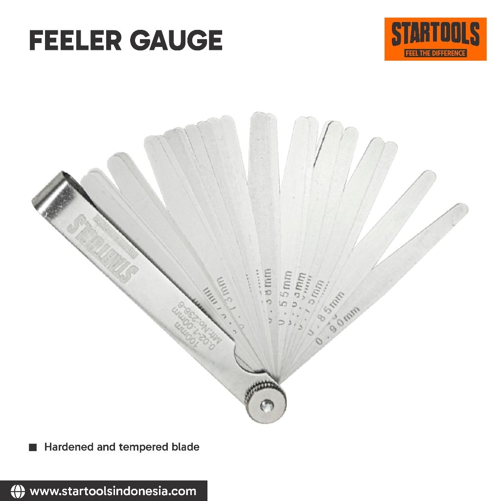 STARTOOLS Feeler Gauge Fuller Gauge 17 blade 0,02 - 1,00mm Panjang 4"/ 100mm