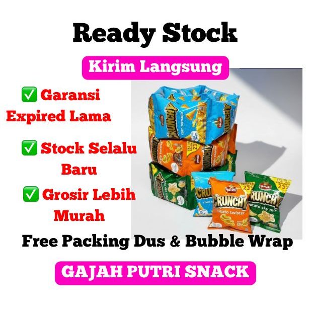 Garuda Crunchy Snack Jagung Renceng Corn Tornado Sea Salt/ Potato Twister Sapi Bbq Isi 10x14gr