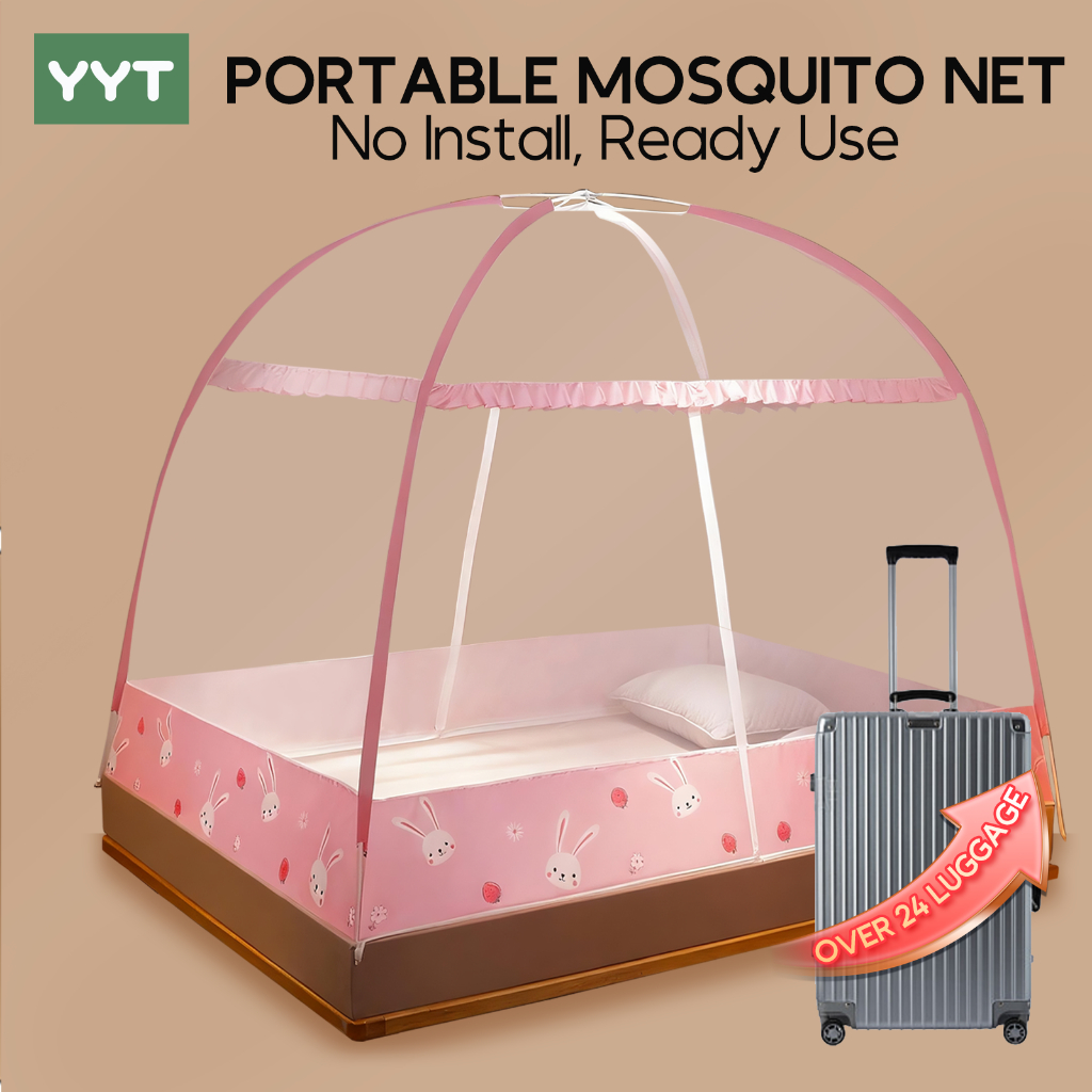 YYT Kelambu portabel untuk tempat tidur yang tidak memerlukan pemasangan; kelambu lipat; kelambu dew