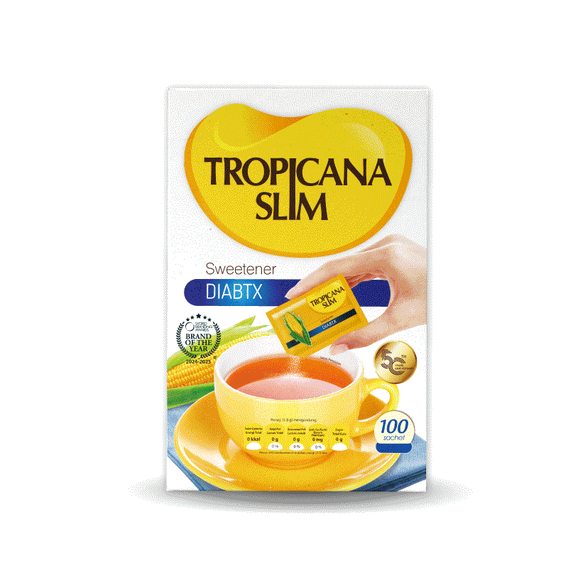 Tropicana Slim Sweetener DIABTX (100 Sachet) – 0 Gula, 0 Natrium, Kromium 24 mcg