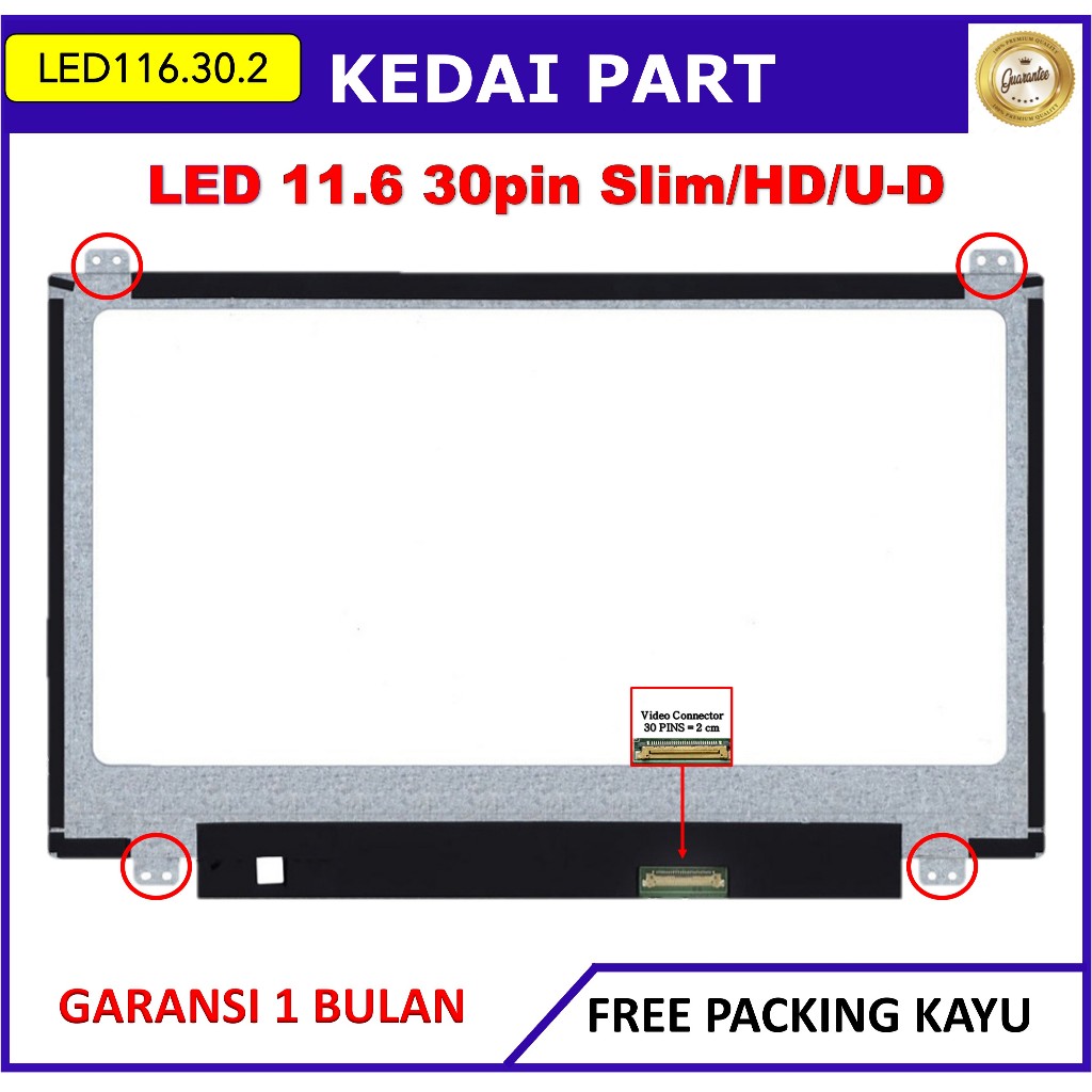 LCD LED 11.6 11 Inch 30 Pin 30pin Slim Tipis HD Bracket Kuping Baut Atas Bawah