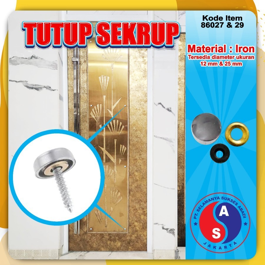 Tutup Penutup Cover Sekrup Skrup Baut Kaca Kayu 12 mm 25 mm_Stainless