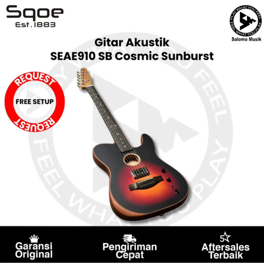 Gitar Akustik Sqoe SEAE910 SB Cosmic Sunburst Acoustasonic Series