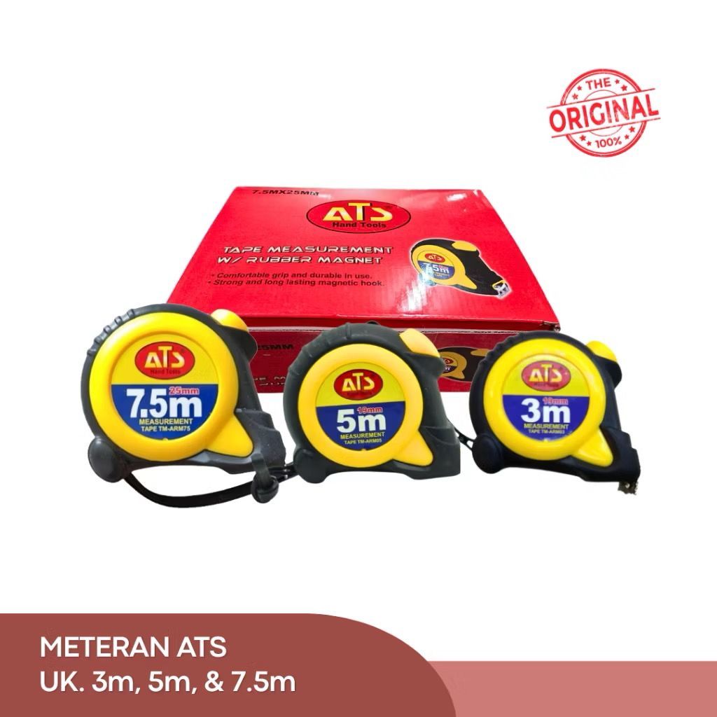 Meteran Rol ATS 3m,5m,7,5m dengan Ujung Magnet dan Autolock - meteran magnet