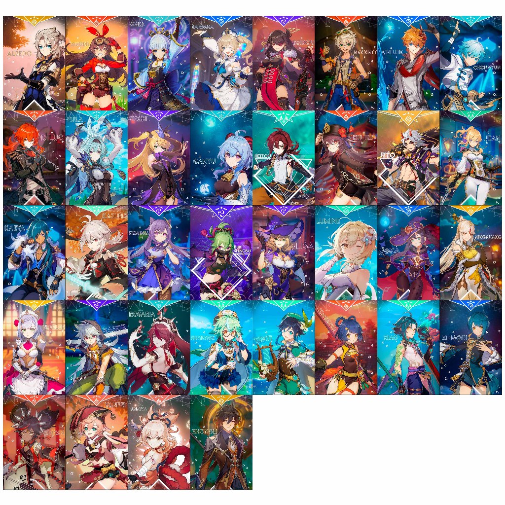 HOLOGRAM PHOTOCARD GENSHIN IMPACT KARAKTER 36 PCS ANIME CARDS UNOFFICIAL AYAKA GANYU JEAN VENTI XIAO