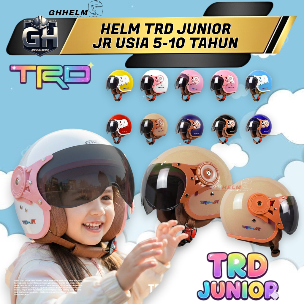 HELM BOGO ANAK PILOT RETRO HELM HALF FACE ANAK UMUR 4-10 TAHUN SNI ORIGINAL