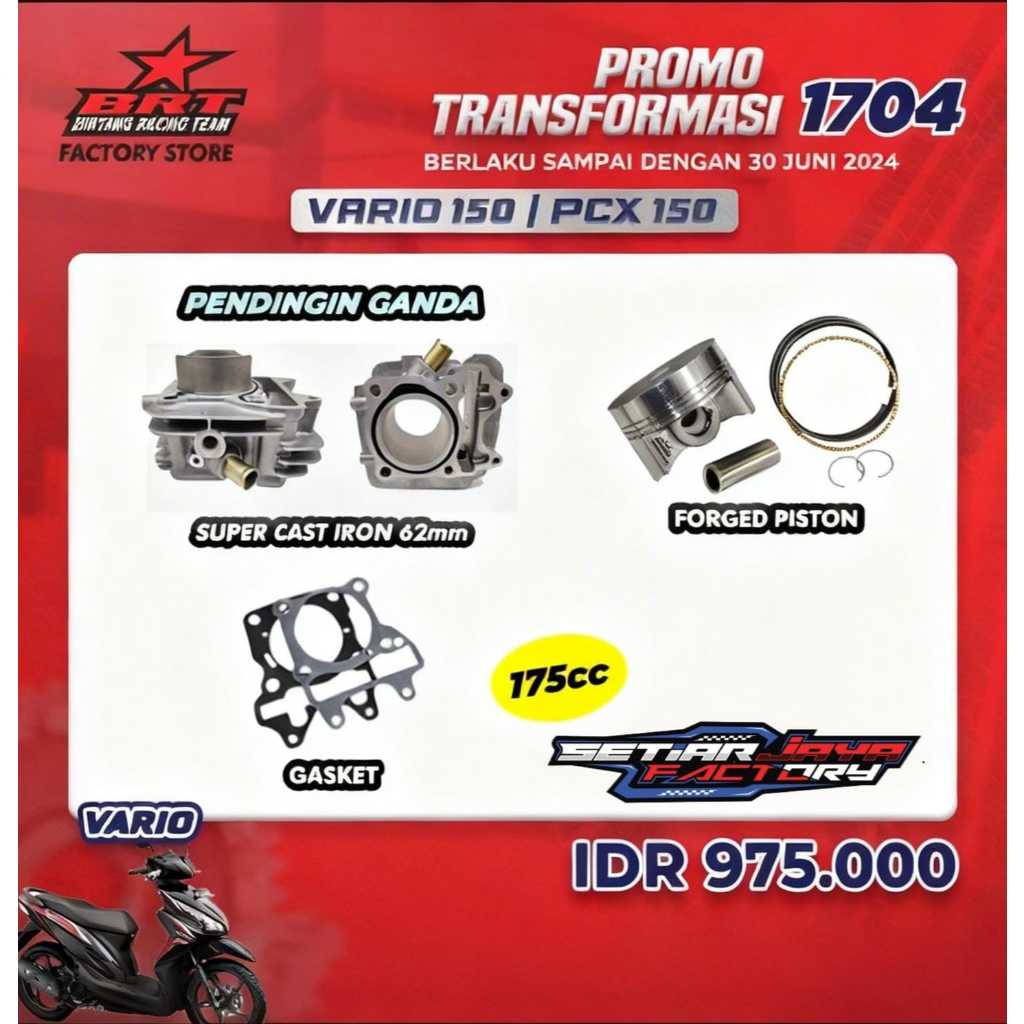 Blok Boreup BRT 62 63 Vario 125 Vario 150 Pcx 150 Adv 150 Casting 62 Ceramic 63 Set Piston Forged Or