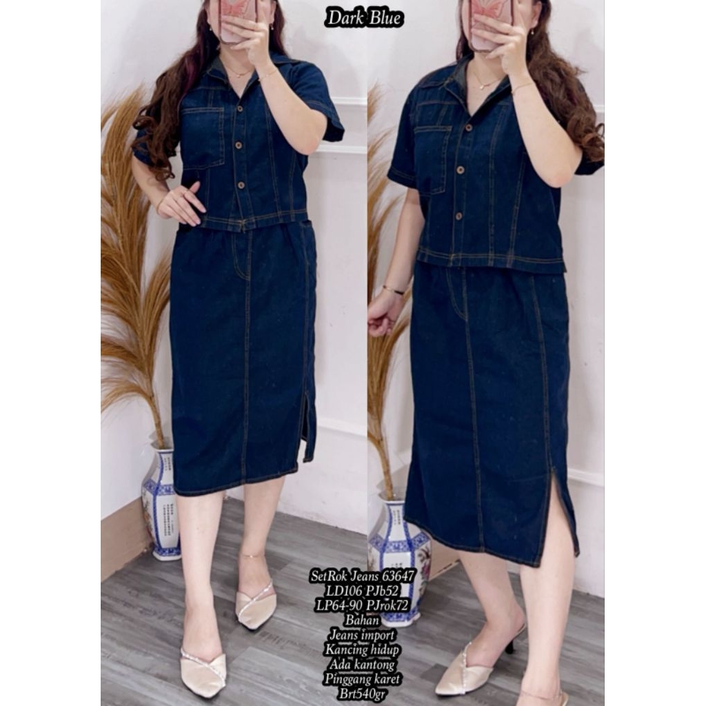 54789 / 79035 / 63647 / 45097 / 88456 SET ROK JEANS WANITA IMPORT / SETELAN ROK JEANS