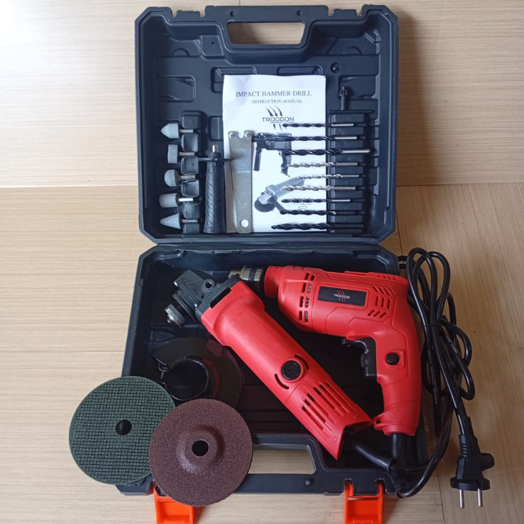 Gerinda Tangan Bor Set Troodon Mesin Bor Listrik Multifungsi