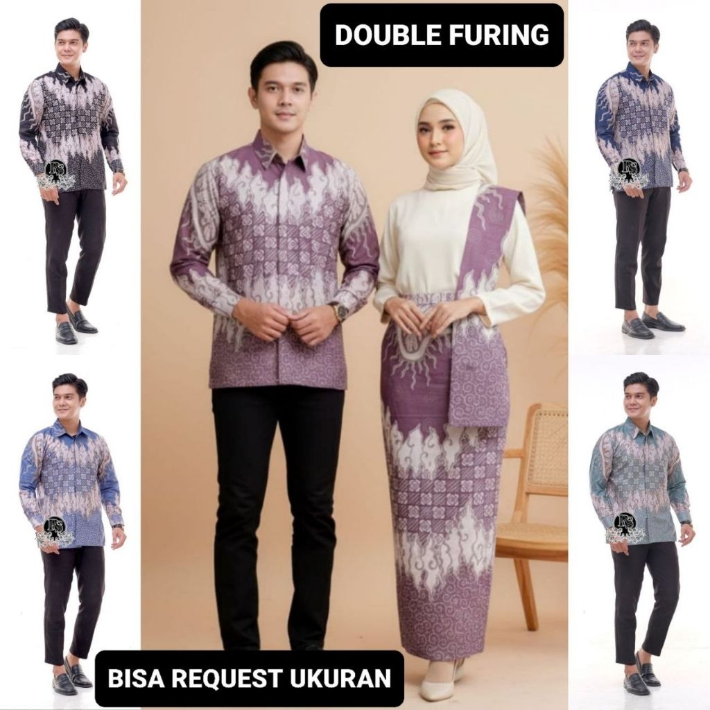 KEMEJA MOTIF SEROJA & ROK LAPIS FURING / BAJU SERAGAM BATIK COUPLE PASANGAN SARIMBIT KELUARGA CUSTOM