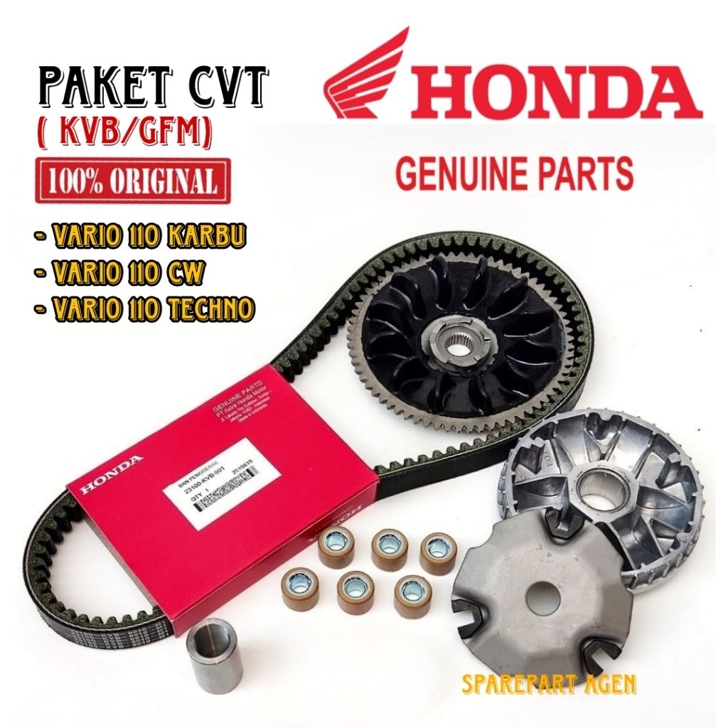 Paket cvt ORIGINAL HONDA ( kode part KVB/GFM) untuk motor Vario 110 karbu, Vario 110 cw, Vario 11 te