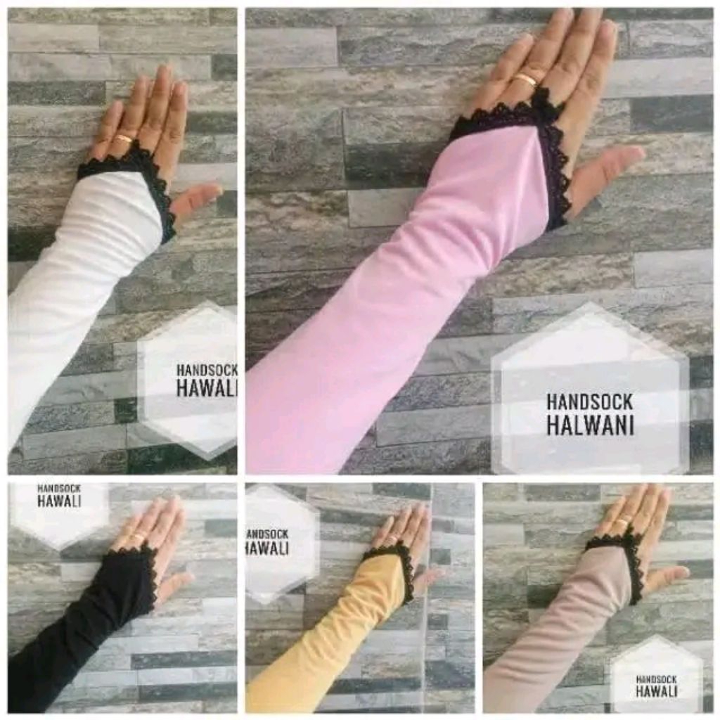 Handsock Cincin Renda Hitam/Manset tangan Tebal/Manset wanita tangan panjang/manset tangan muslim/de