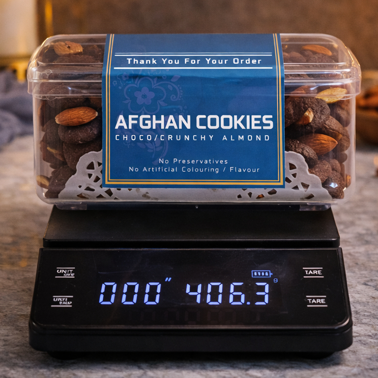 AFGHAN Cookies Crunchy Almond Cokelat Kacang Premium Butter  | Kue Kering Lebaran Spesial | Kemasan Jar 750ml & Hardtop 350gr by RaMaChef