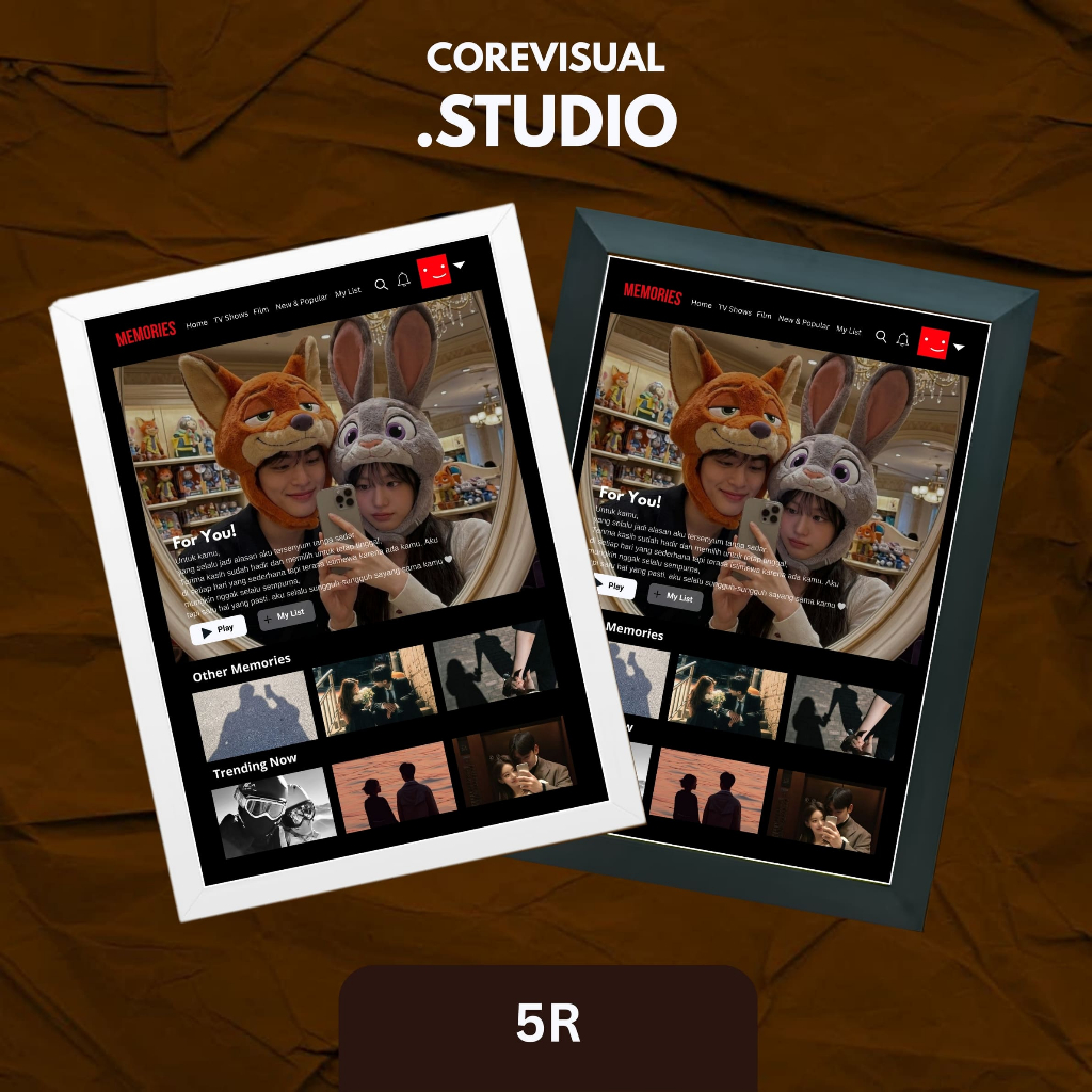 1 HARI JADI Custom Foto Kenangan Potrait 5R - Bingkai Foto Kado Ulang Tahun Kartu Ucapan