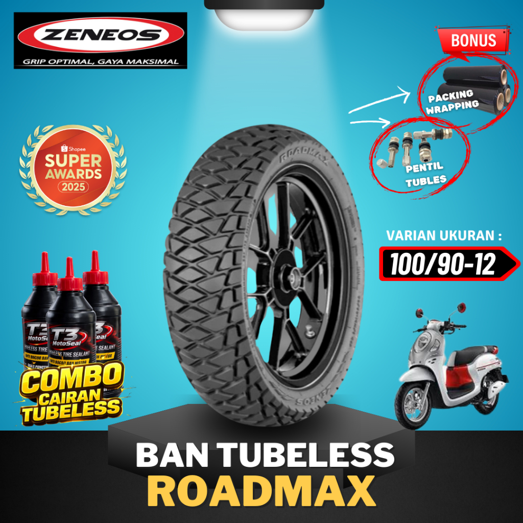 [READY COD] BAN ZENEOS ROADMAX ( 100/90-12 ) RING 12 / BAN TUBELESS ZENEOS RING 12 BAN MOTOR SCOPPY 