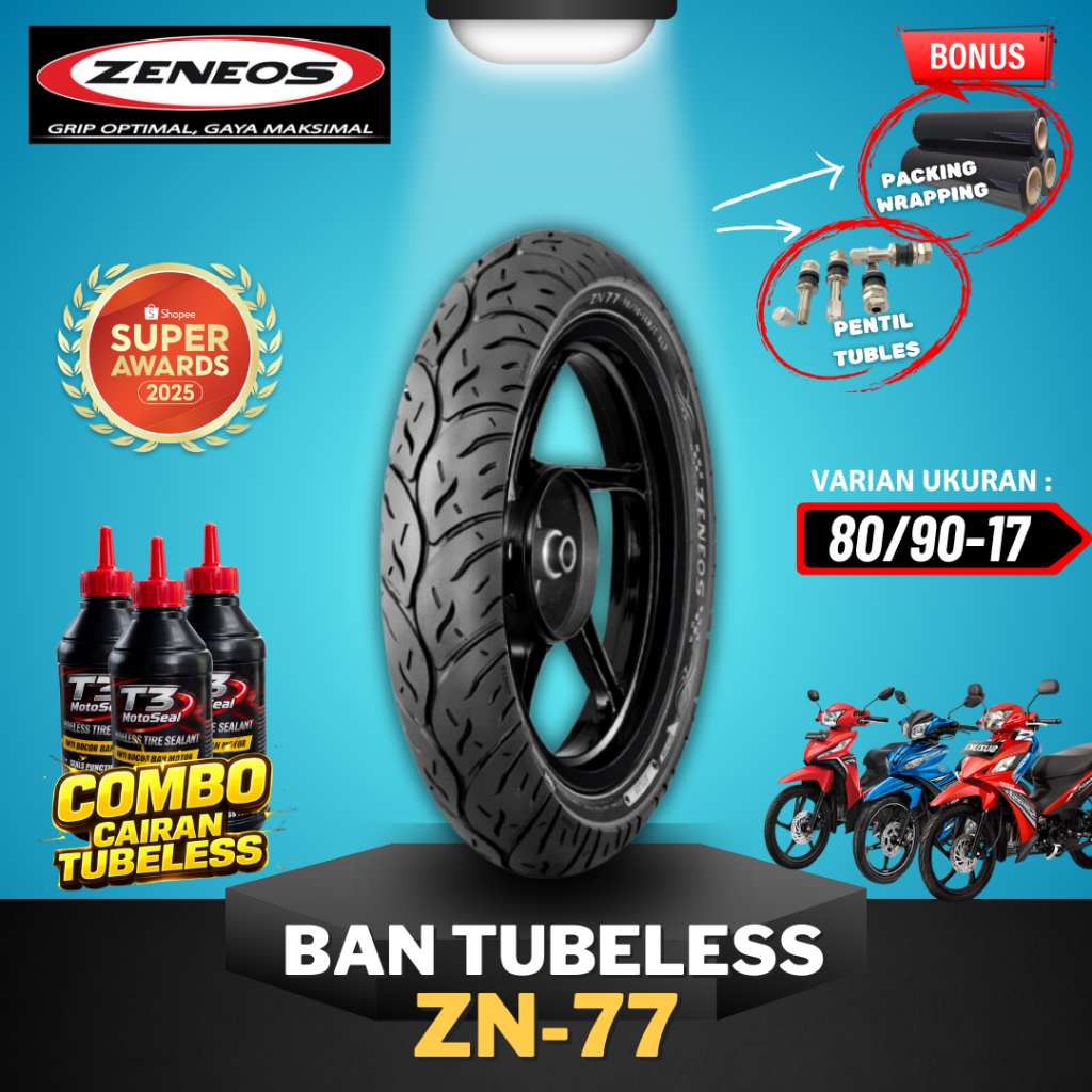 [READY COD] BAN ZENEOS ZN77 RING 17 80/90-17 / BAN TUBELESS ZENEOS RING 17 /  BAN MOTOR BEBEK RING 1