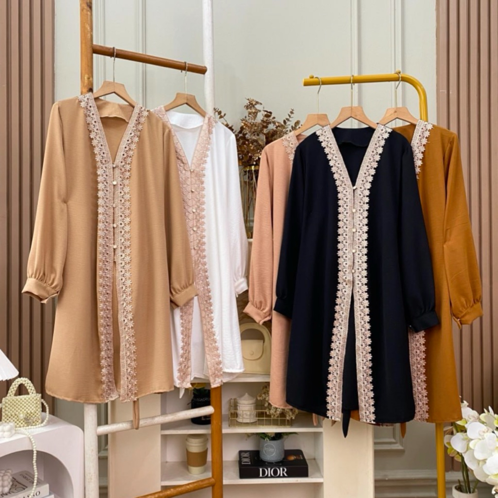 MOZZA RENDA TUNIK | Tunik Wanita | Renda Tunik | Tunik Cringkle