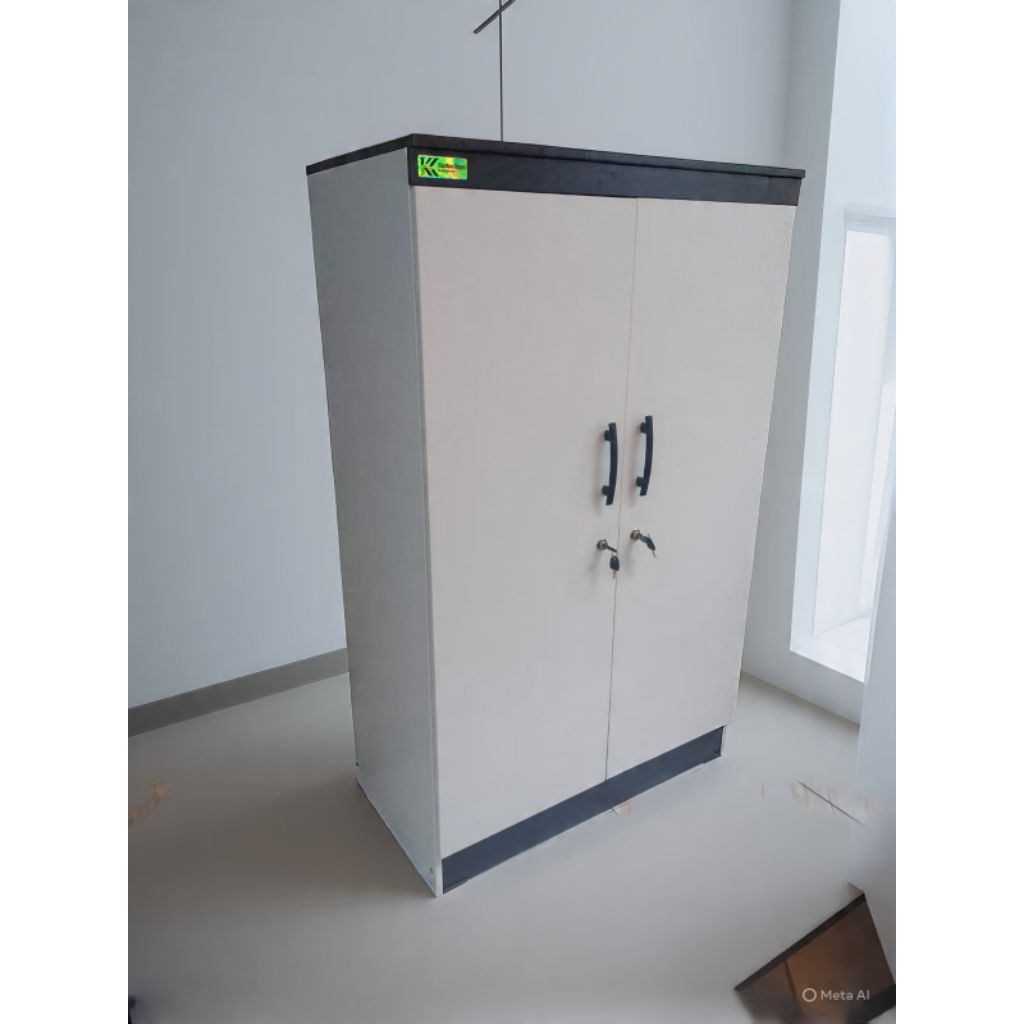 Sudah Dirakit Lemari Pakaian Kayu Minimalis Aesthetic 2 Pintu