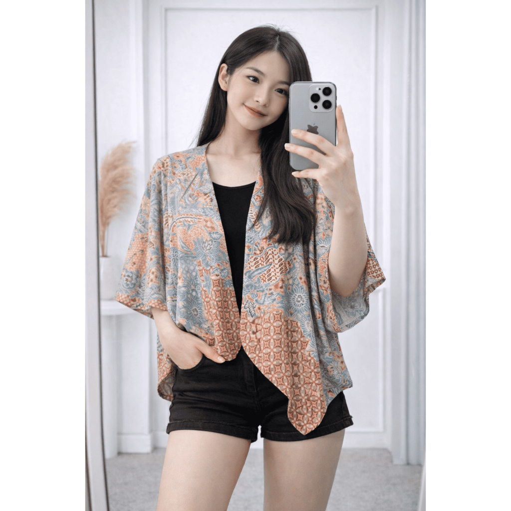 Cardigan Batik Wanita Modern Model Long Outer Motif Batik Cantik Kekinia