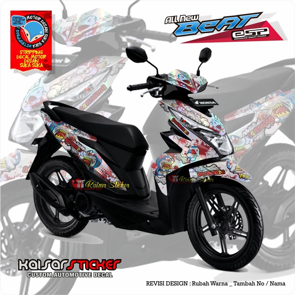 BISA COD Striping Sticker Motor Stiker Decal Beat Esp Street Full Body Motif Doraemon Zombie