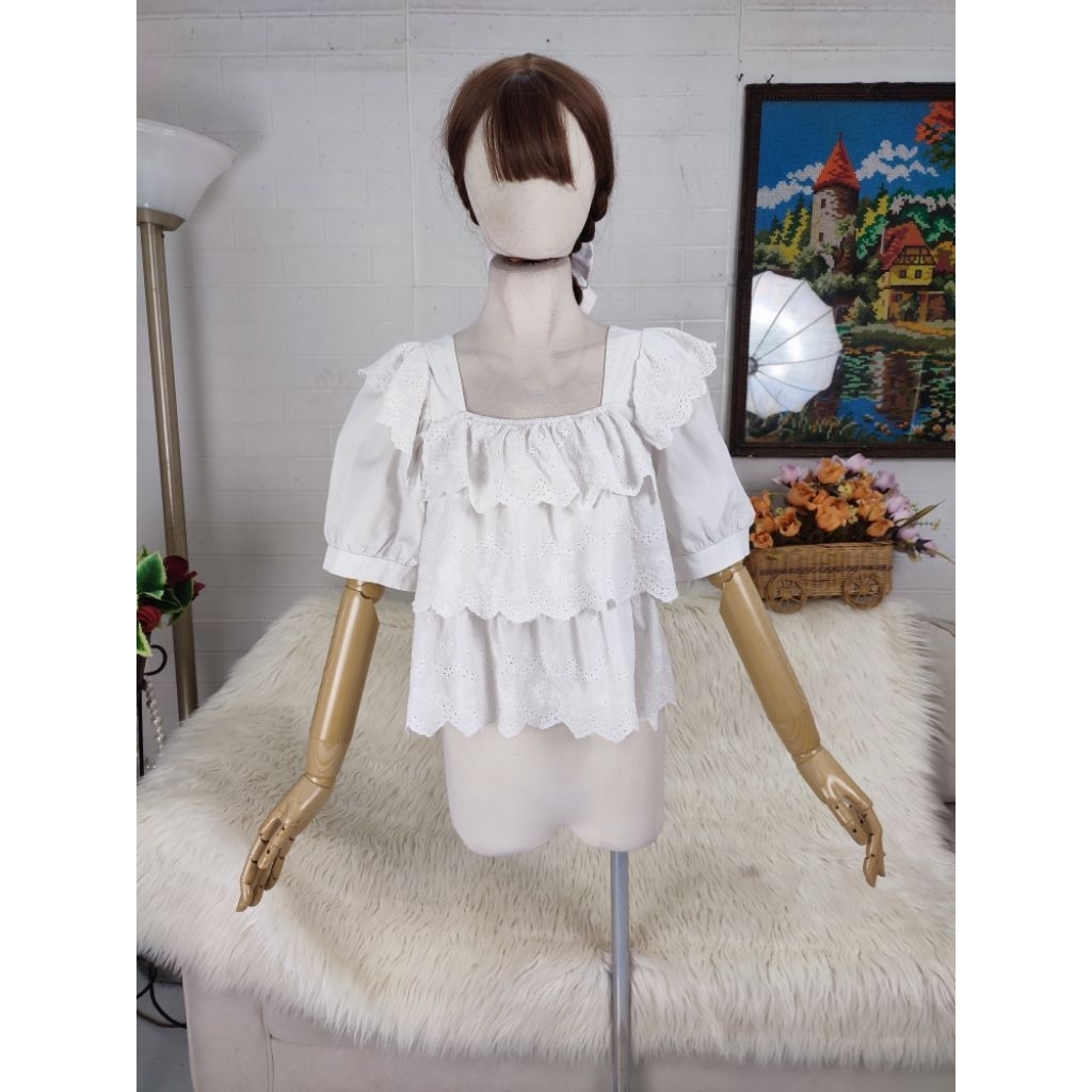 blouse katun putih blouse putih blouse lengan balon