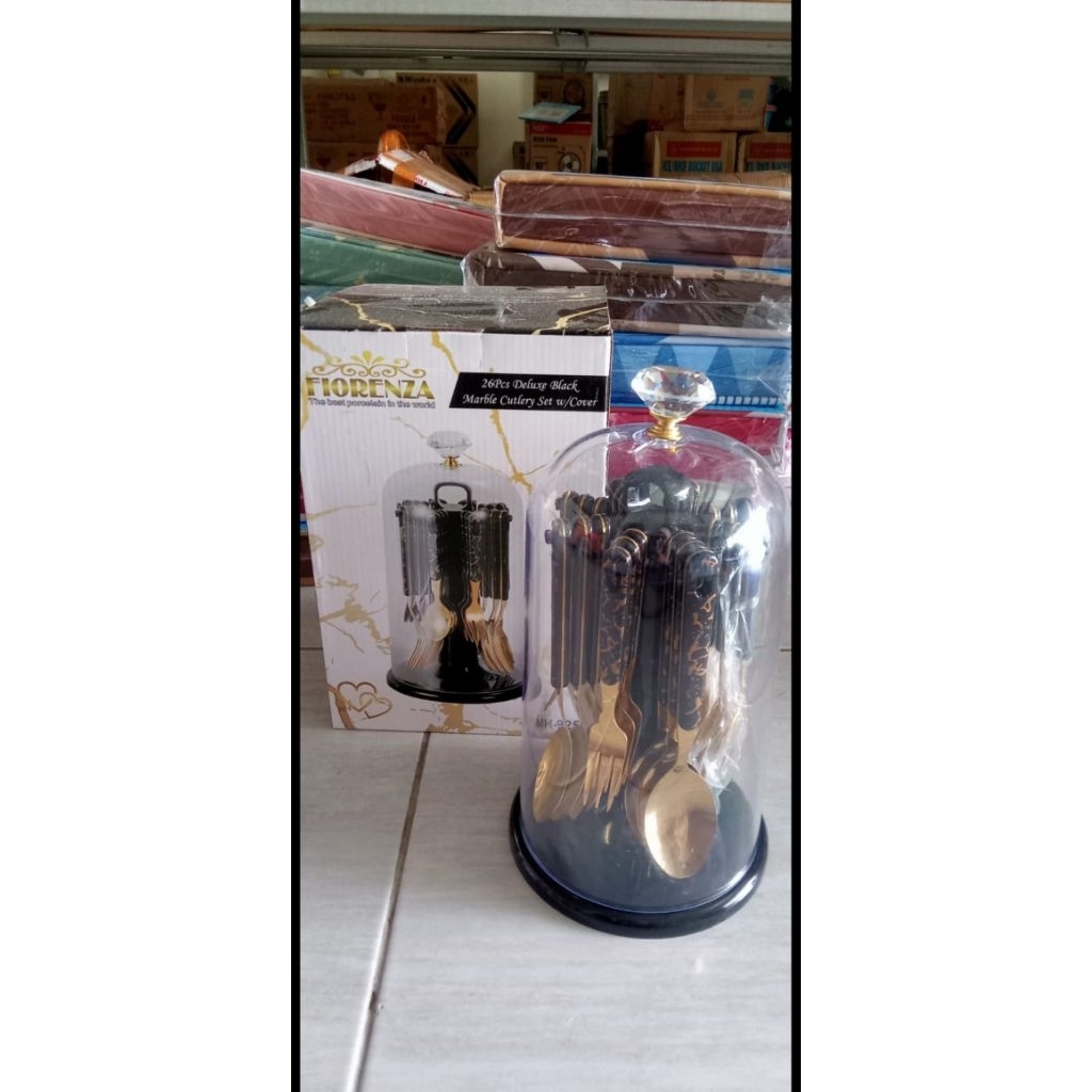 Sendok Set 26pcs Stainless Keramik Cantik FIORENZA MP-925 / Sendok Set Keramik / Sendok Set FIORENZA