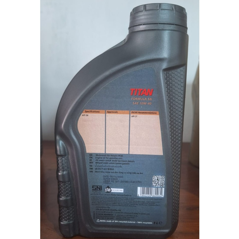 Fuchs Titan 10w40 10w-40 Formula SN kemasan Botol isi 1 Liter
