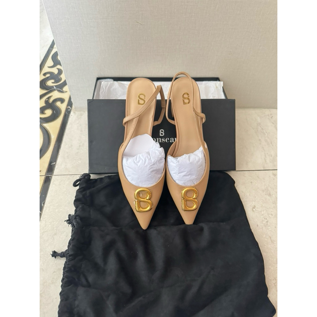 buttonscarves kylie mid heel shoes-Tan (40)