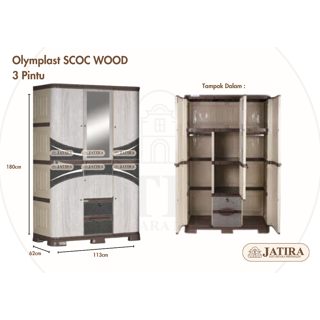 Lemari Pakaian Olymplast SCOC WOOD | Lemari Baju Plastik Murah Palembang