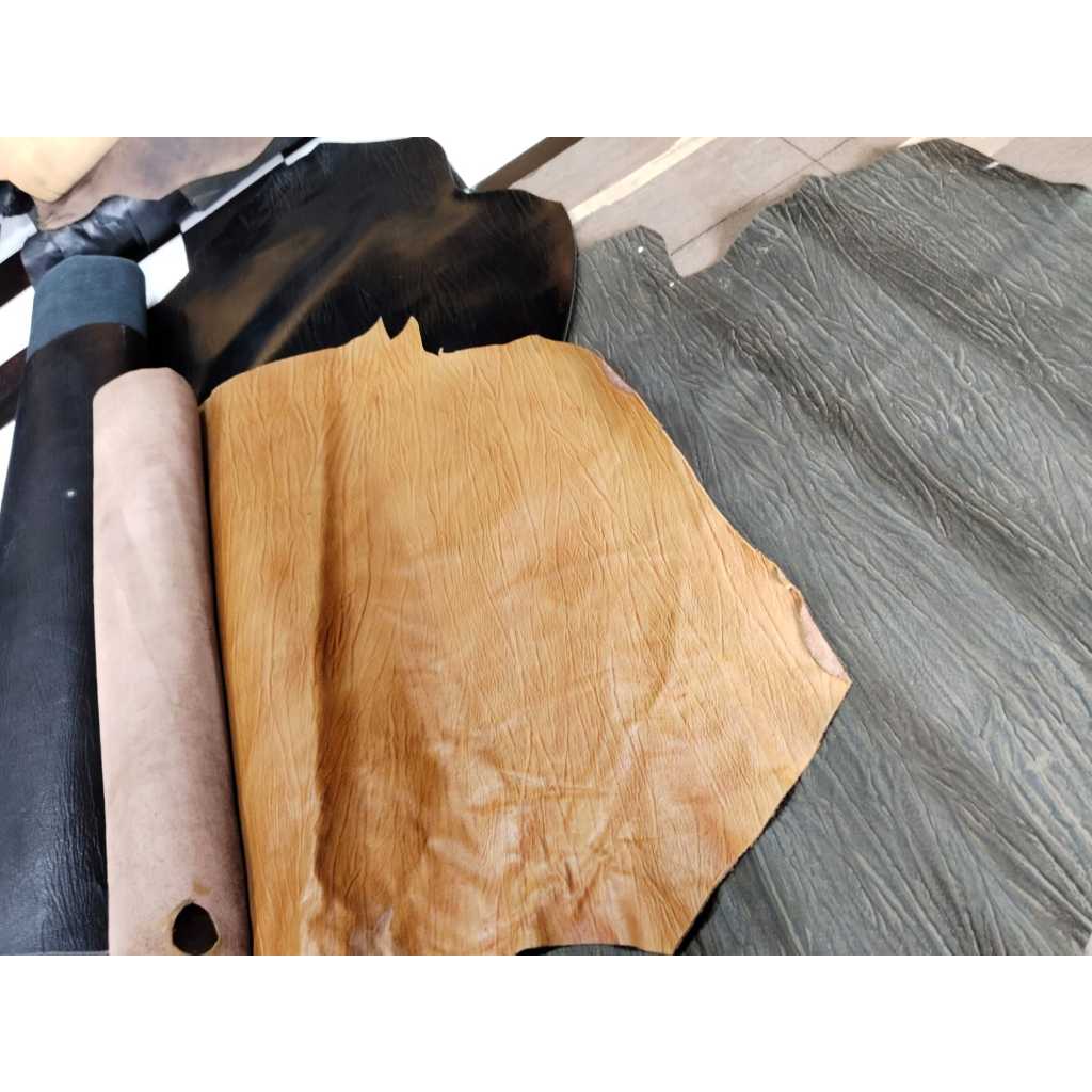 Kulit Sapi Asli Lembaran Motif Serat Kayu Ukuran 20 Feet - 23 Feet - 25 Feet