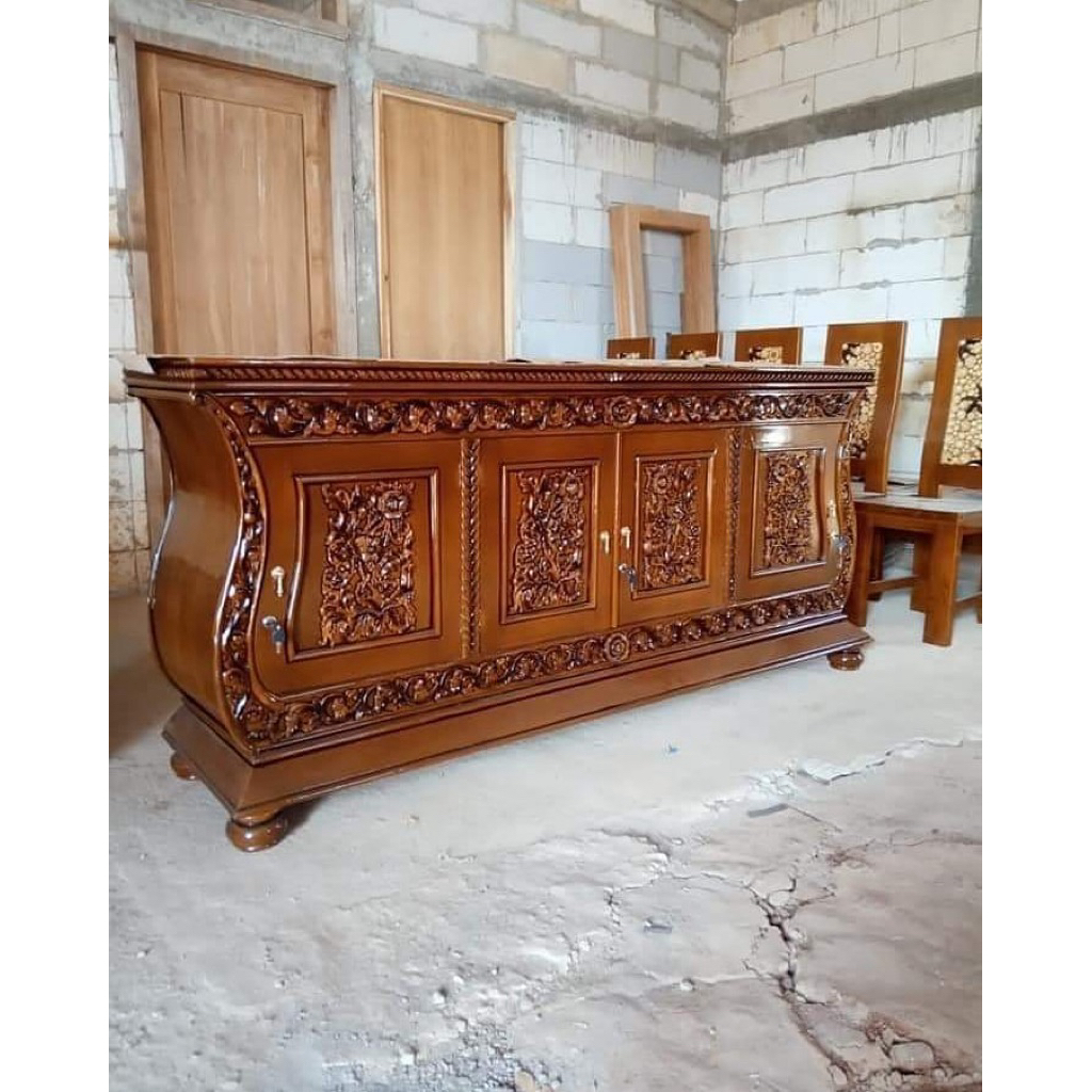 Bufet Tv Ukir Kayu Jati Meja Tv Ukir Kayu Jati Asli Bufet Tv Jati