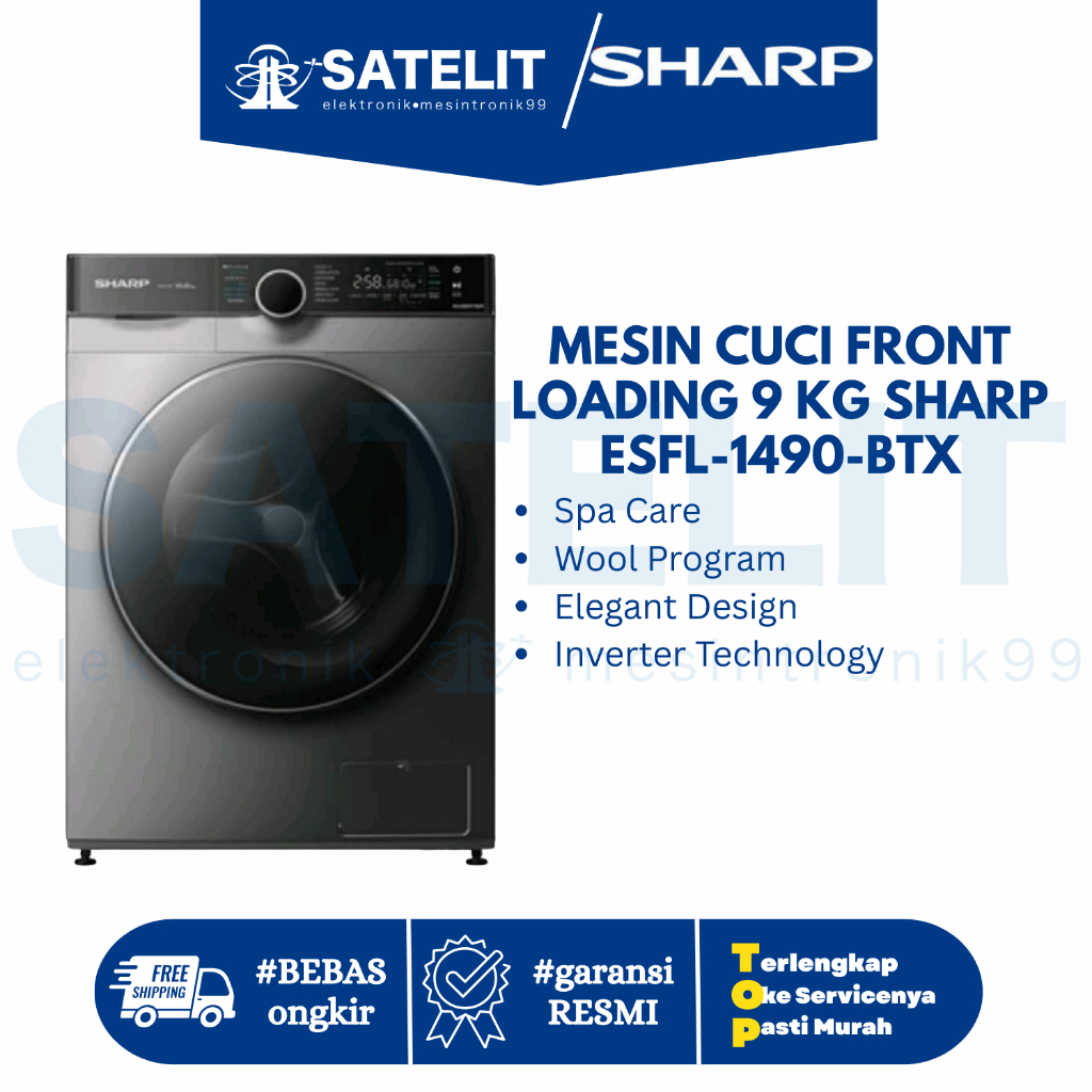 SHARP Mesin Cuci Front Loading 9 kg ES‑FL1490MSX – Mesin Cuci Front Loading 9 kg SHARP: Bersih Maksi