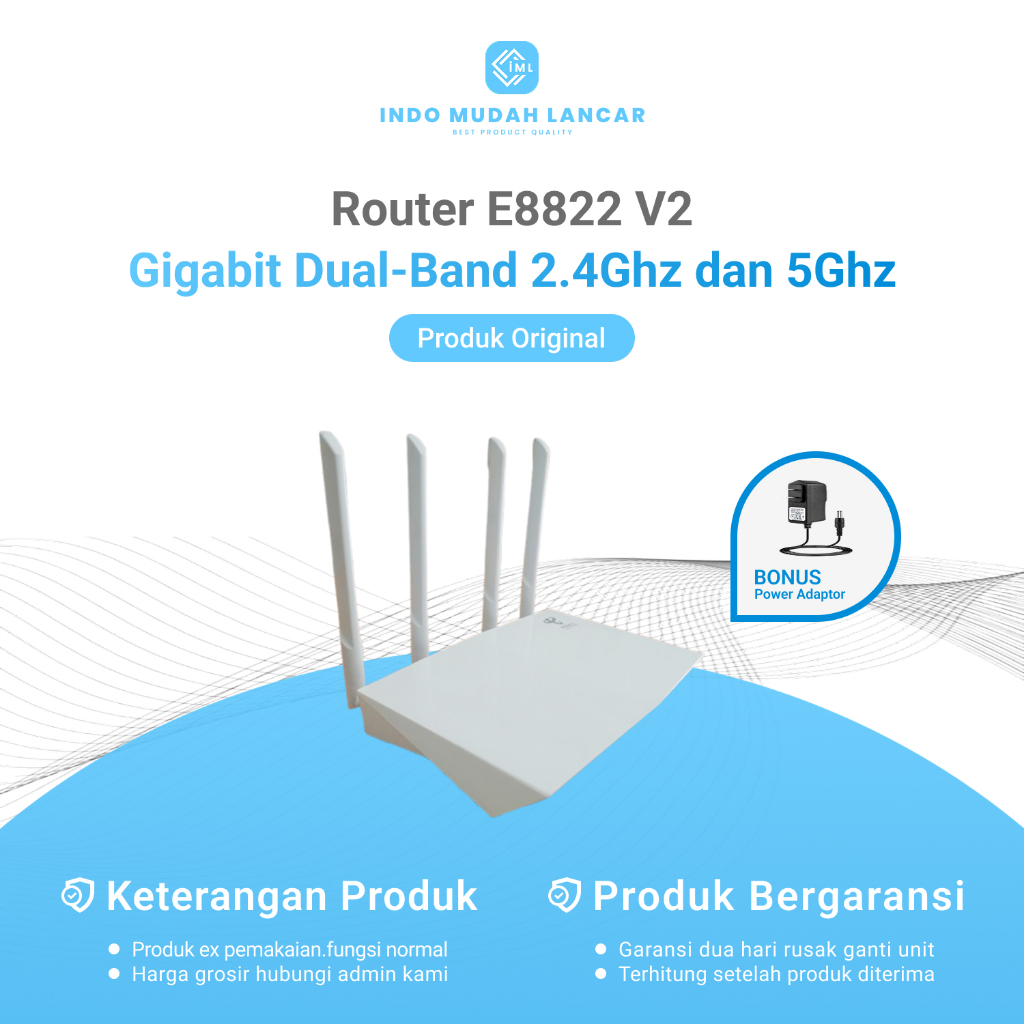 Router ZTE E8822 V2 & E8820 Gigabit Dual-Band Wireless WiFi 4 Antena Bekas Original Bonus Adaptor