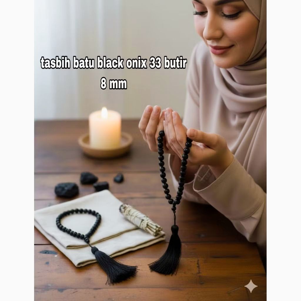 Tasbih 33 Butir Batu Black Onix 8mm Terbaik